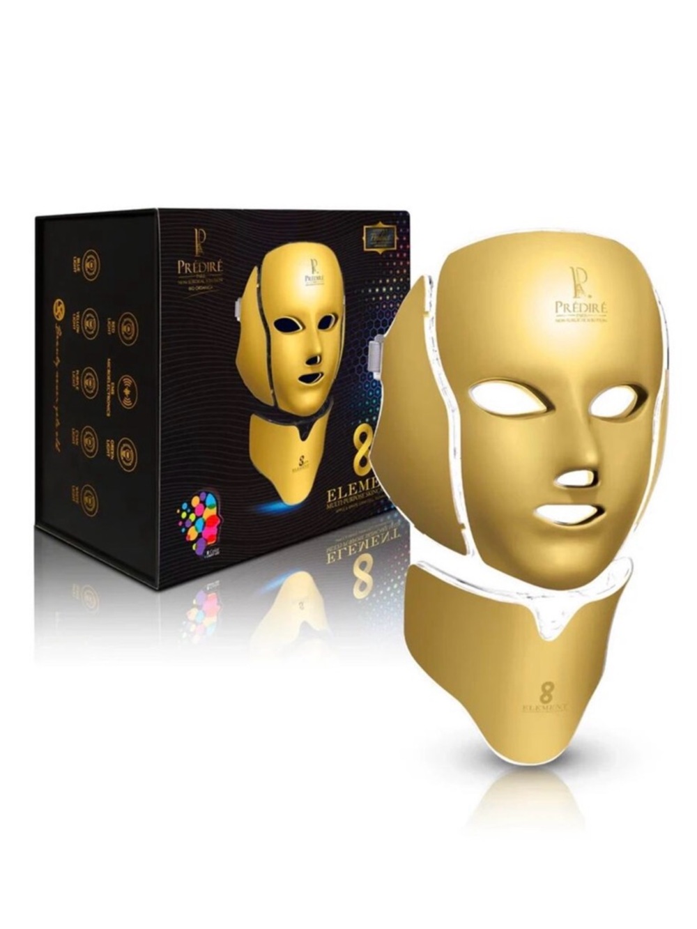 Prédire LED Phototherapy Facial Mask & Neck Panel - Gold
